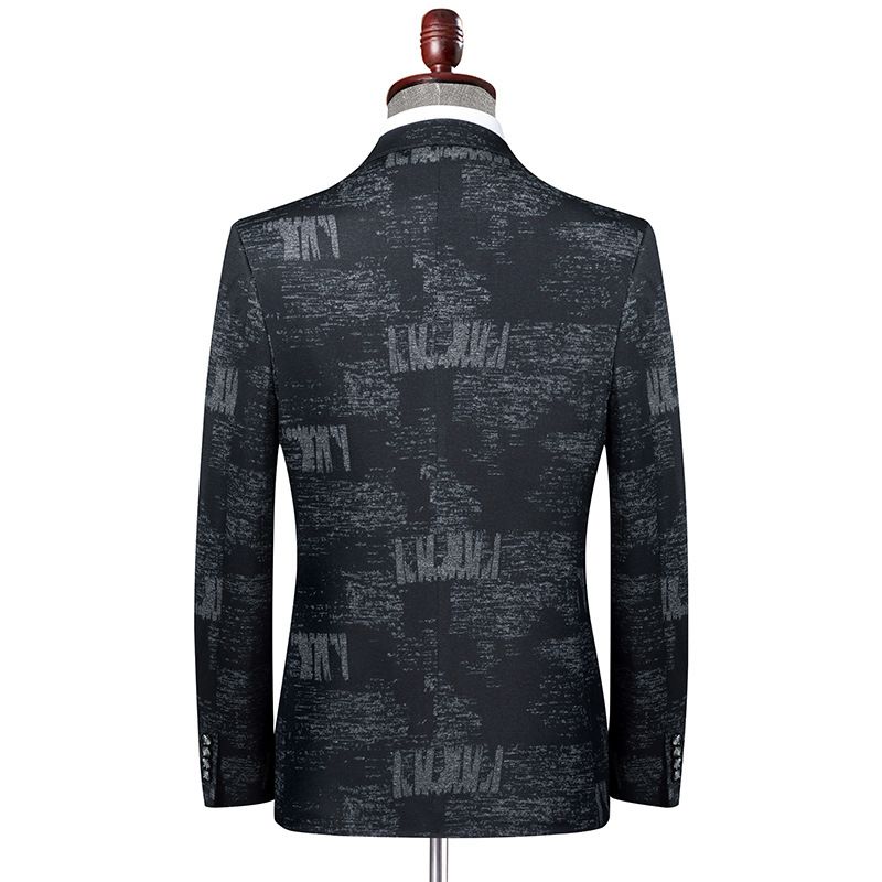 Blazer Herre Color Block Slim Casual To Knapper - Svart