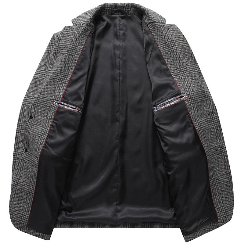 Blazer Sport Frakk Høst / Vinter Ull Plaid To Knapper - Grå