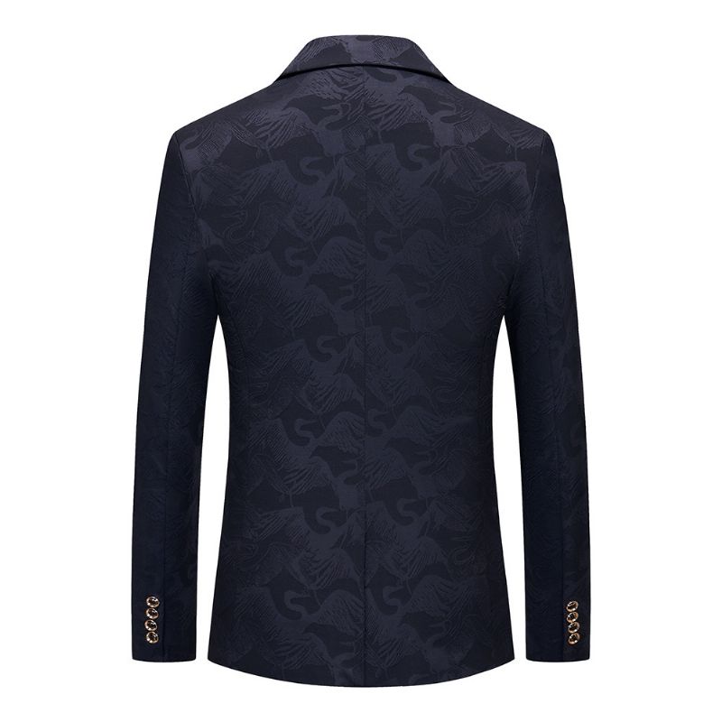 Blazer Sportsfrakk For Menn Blomstermønster Fuglemønster Enknapper Klapplommer Slanke - Mørke Blå