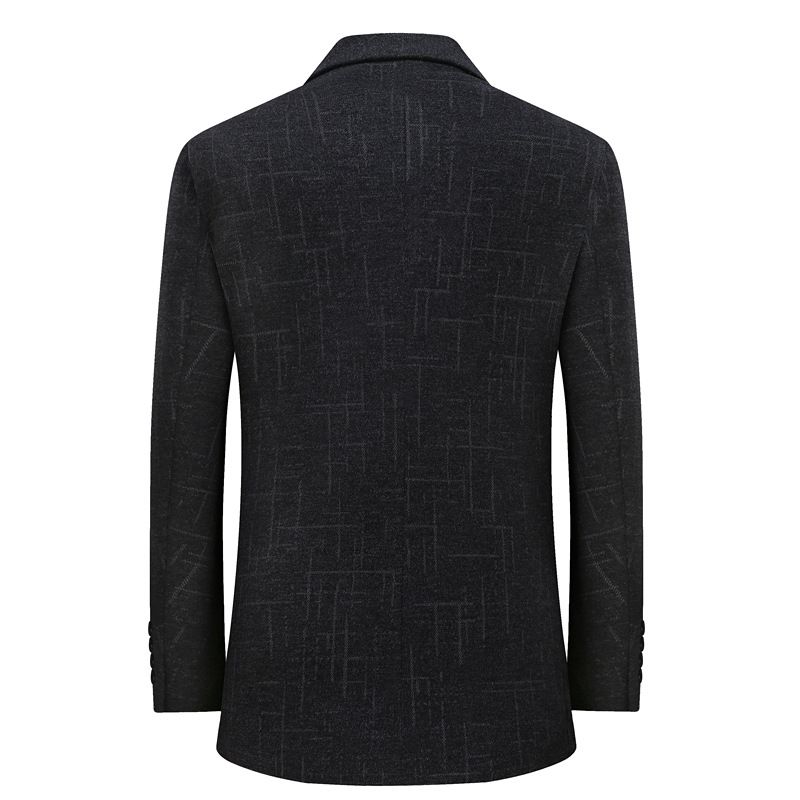 Blazer Sportsfrakk For Menn Pluss Størrelse Rutete Stripemønster Med To Knapper Innsatt Lomme Flat Krage - Svart / Grå