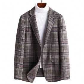 Blazer Sportsfrakk For Menn Rutet Ull Tykk Fargeblokk To Knapper