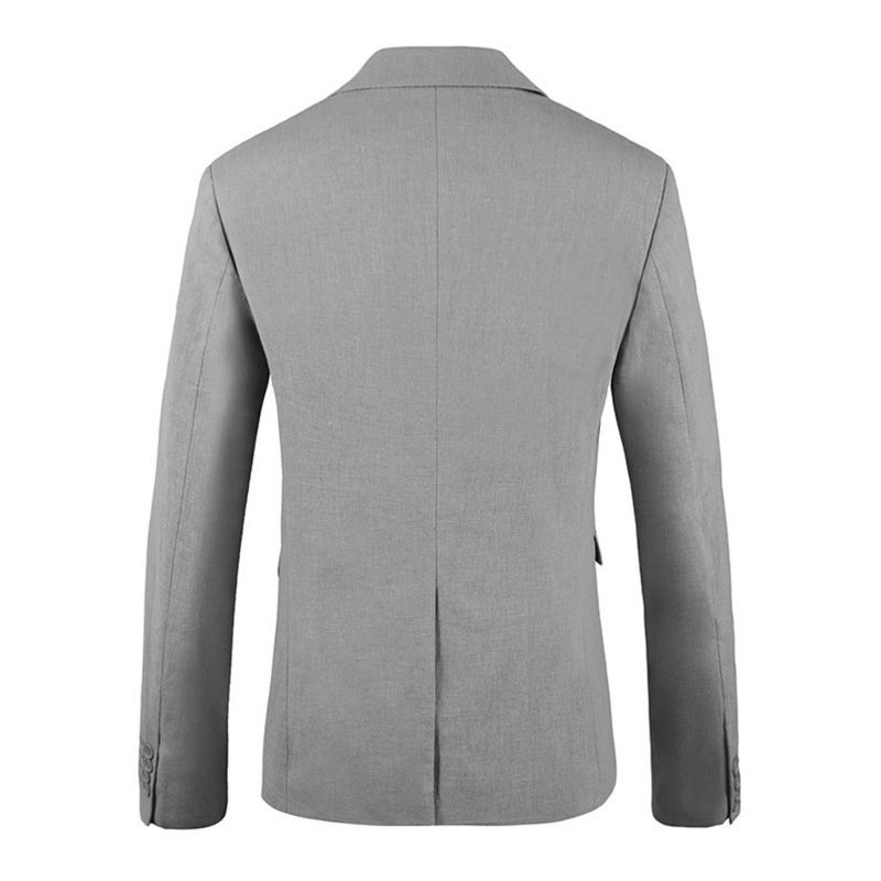 Ekstra Stor Blazer Sportsfrakk For Menn Enkeltspent To Knapper Ensfarget Klaff Sett Inn Lomme Flat Krage - Grå