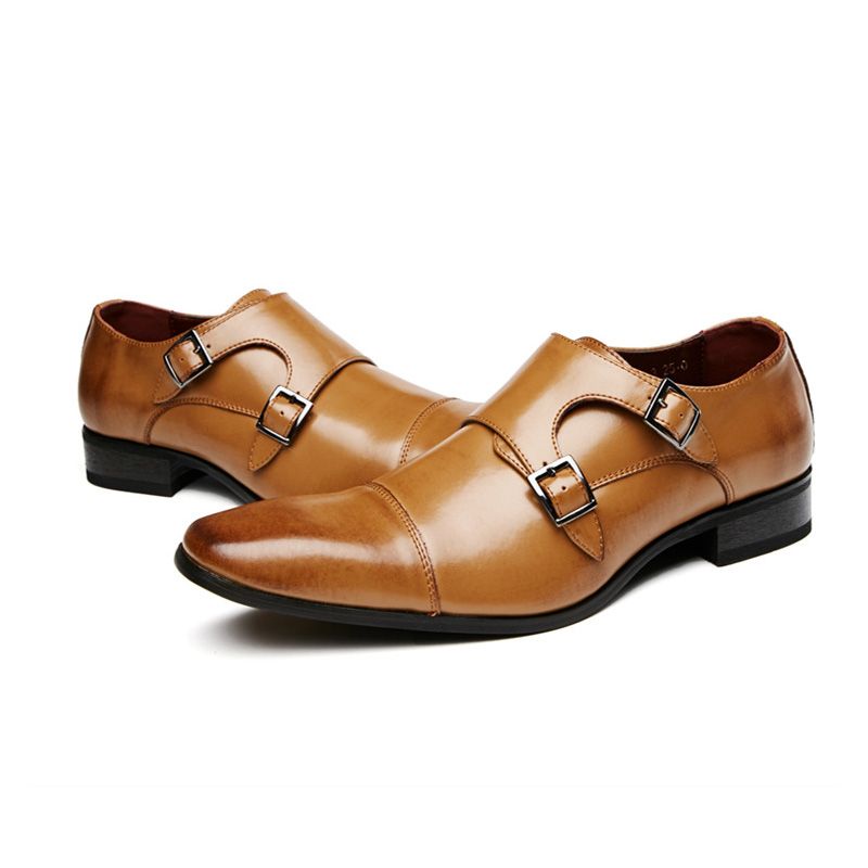 Formelle Sko For Menn Spenne Monk Cow Leather Chiseled Toe