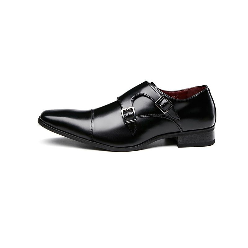 Formelle Sko For Menn Spenne Monk Cow Leather Chiseled Toe - Svart