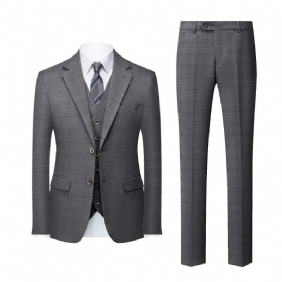 Herredrakt 3-delt Rutete Mønster Slim Business Moderne To Knapper Flat Krage