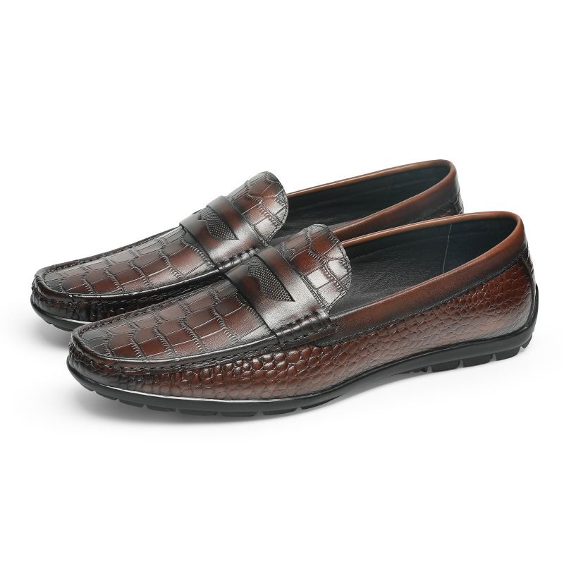 Moccasin Loafer Kuskinn Krokodillemønster For Menn