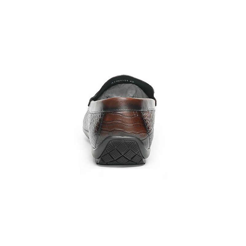 Moccasin Loafer Kuskinn Krokodillemønster For Menn - Brun
