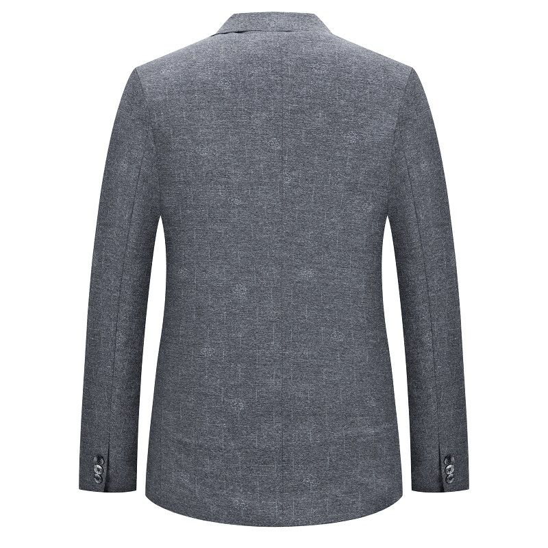 Store Og Høye Blazer Sportsfrakk For Menn Slank Uformell Rutet Med To Knapper - Grå